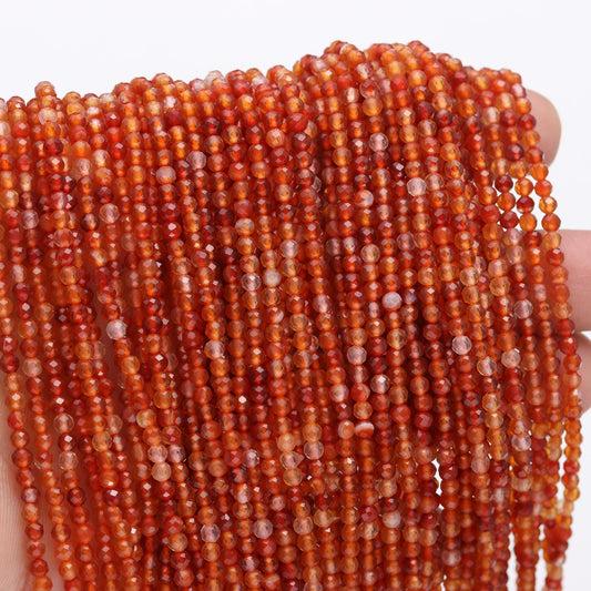 5 Strands Carnelian Faceted Rondelle Beads 3 MM Carnelian Rondelle Beads 13" Strand Natural Carnelian Gemstone Bead for Jewelry Making Craft