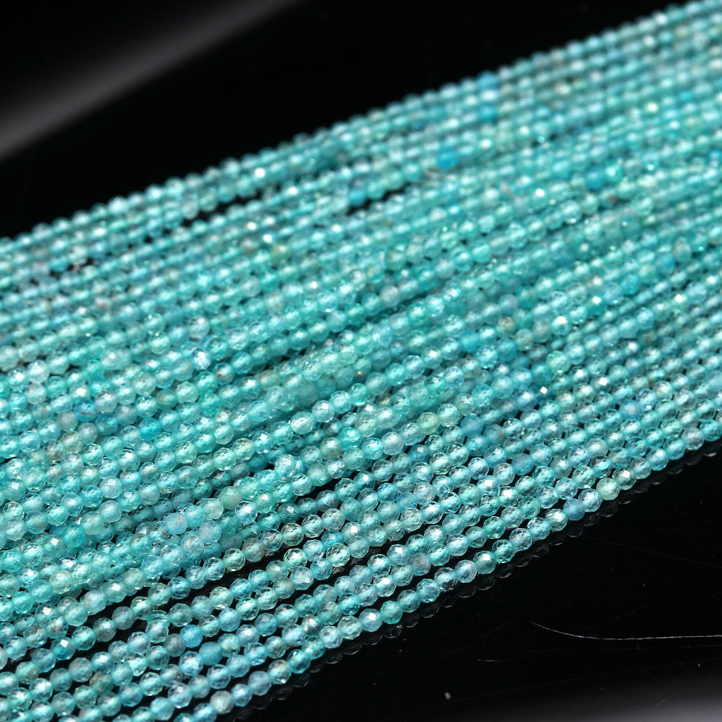 5 Strands Sky Blue Apatite Faceted Round Beads 3 MM Blue Apatite Round Beads Aqua Blue Apatite 13" Strand Natural Apatite for Jewelry Making