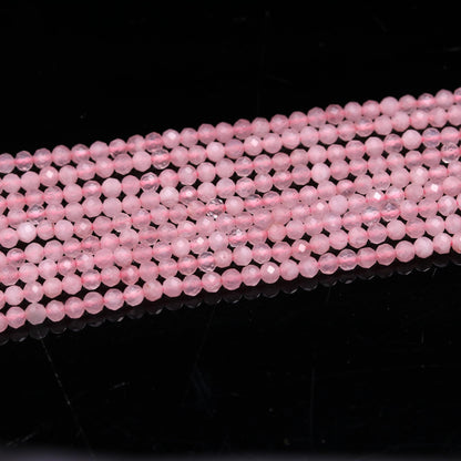 5 Strands Rose Quartz Faceted Rondelle Beads, 3MM Natural Rose Quartz Round Beads, 13" Pink Rose Quartz  Gemstone Bead for Jewelry Making