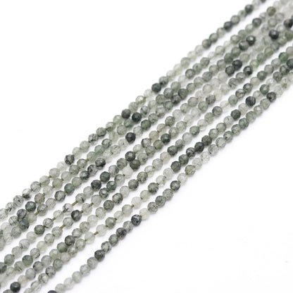 5 Strands Green Rutile Faceted Rondelle Beads 3 MM Rutile Rondelle Beads 13" Strand Natural Green Rutile Round Bead for Jewelry Making Craft