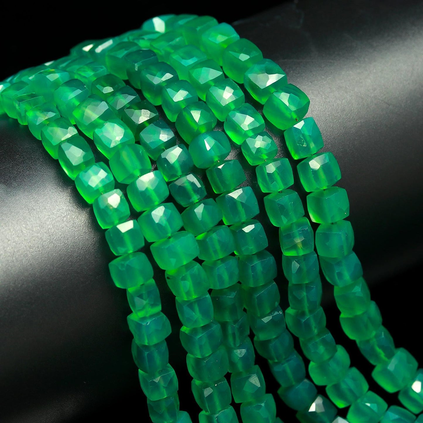 Green Onyx Faceted Cube Shape Beads Green Onyx Cube Box Shape Beads 7 MM Natural Faceted Green Onyx Beads for Jewelry Making Craft & Bijoux