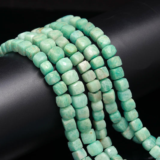 Amazonite Faceted Cube Shape Beads AAA Natural Amazonite Cube Box Beads Faceted Sky Blue Amazonite Cube Box Dice Shape Beads for Jewelry