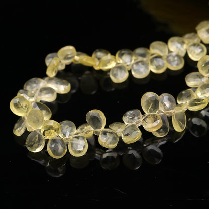 Lemon Quartz Faceted Pear Shape Beads Natural Lemon Pear Shape 6x8 MM Faceted Briolettes for Jewelry Necklace Bracelet Pendant Making Craft