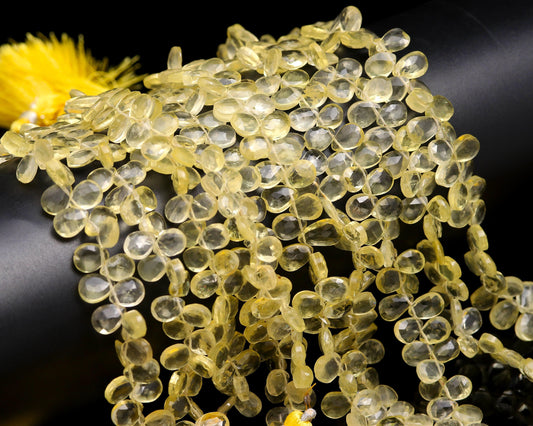 Lemon Quartz Faceted Pear Shape Beads Natural Lemon Pear Shape 6x8 MM Faceted Briolettes for Jewelry Necklace Bracelet Pendant Making Craft