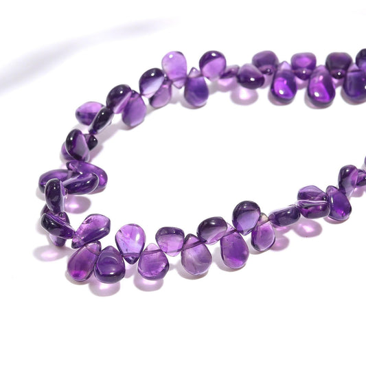 African Amethyst Smooth Pear Shape Beads Natural Amethyst Pear Beads 7x10 MM Pear Shape Amethyst Briolette for Designer Jewelry Making Craft