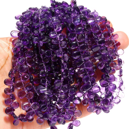African Amethyst Smooth Pear Shape Beads Natural Amethyst Pear Beads 7x10 MM Pear Shape Amethyst Briolette for Designer Jewelry Making Craft