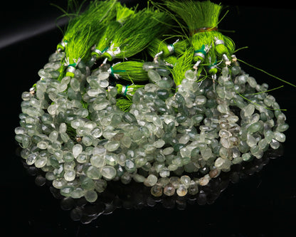 AAA Natural Green Rutile Faceted Pear Shape Beads | Green Rutile Pear Shape Beads Briolettes | Rutile Gemstone Beads