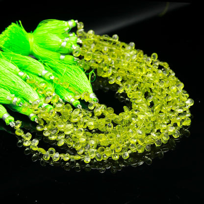 Green Peridot Pear Shape Beads Natural Peridot Faceted 5x7 MM Briolettes Bead for Handmade Designer Jewelry Earrings Necklace Pendant Making