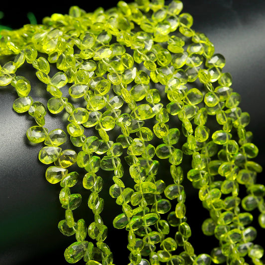 Green Peridot Pear Shape Beads Natural Peridot Faceted 5x7 MM Briolettes Bead for Handmade Designer Jewelry Earrings Necklace Pendant Making