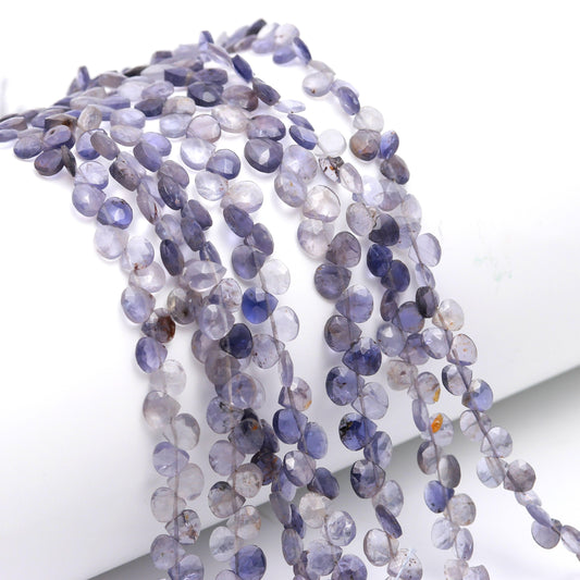Iolite Faceted Heart Shape Beads Natural Iolite Heart Shape 5 MM Briolettes Bead for Designer Jewelry Necklace Pendant Bracelet Making Craft