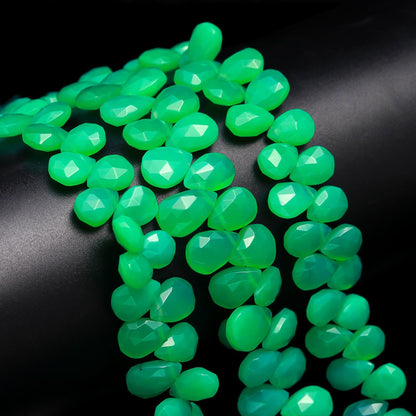 Chrysoprase Faceted Beads Natural Chrysoprase Pear Shape 8x12 MM Briolette Chalcedony for Handmade Jewelry Making Craft & Bijoux Supplies