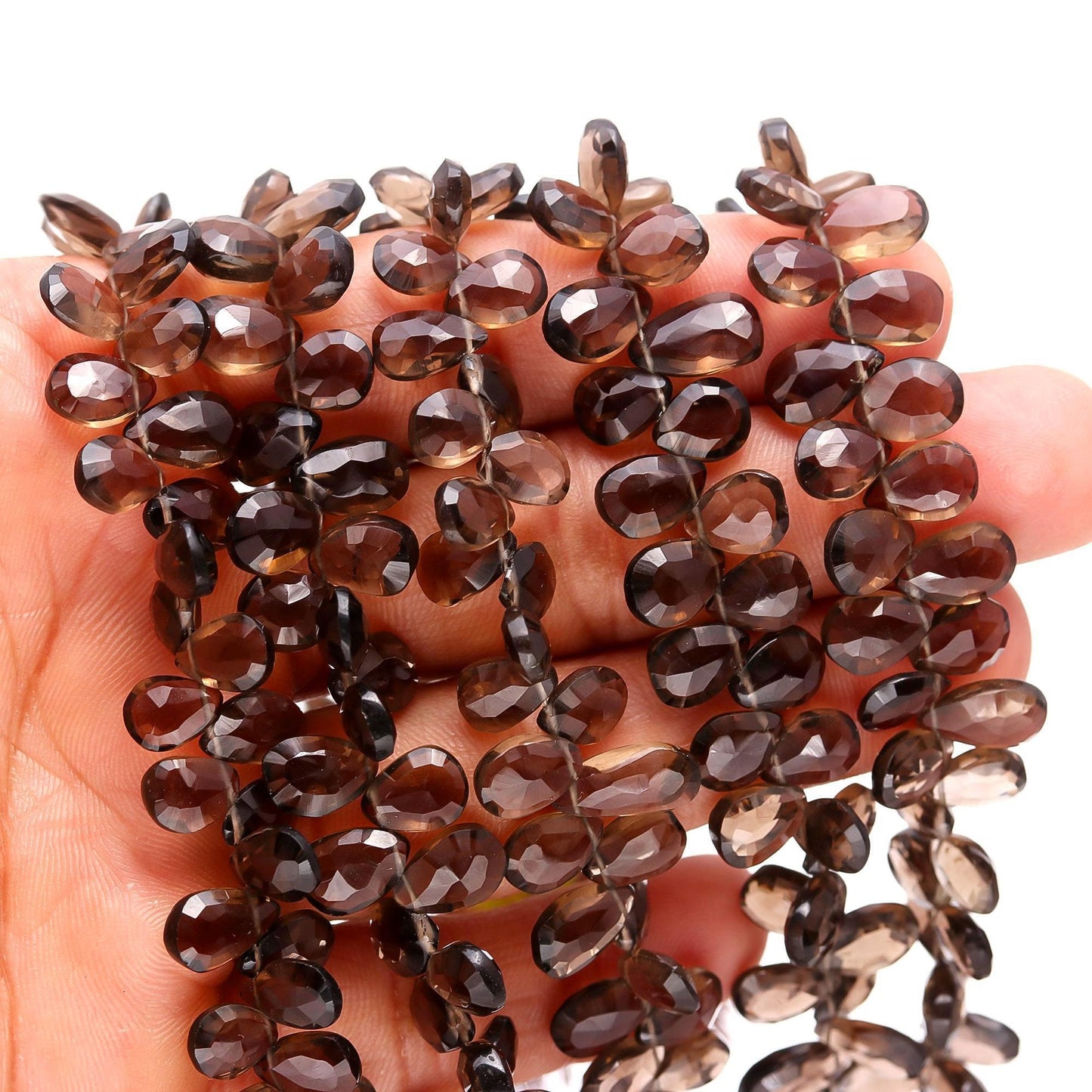 Super Quality Smokey Faceted Pear Shape Beads Natural Smokey Pear Shape 7x9 MM Briolettes Beads for Designer Handmade Jewelry Making Craft