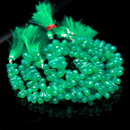 Green Onyx Faceted Tear Shape Beads Natural Green Onyx Tear Shape Briolettes Beads for Handmade Jewelry Necklace Pendant Earrings Making