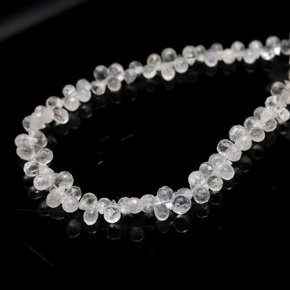 AAA Natural Ice Quartz Faceted Teardrop Beads, 4x6 MM Natural Ice Quartz Tear Shape Briolette's Beads for Jewelry Earrings Making Craft