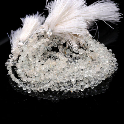 AAA Natural Ice Quartz Faceted Teardrop Beads, 4x6 MM Natural Ice Quartz Tear Shape Briolette's Beads for Jewelry Earrings Making Craft