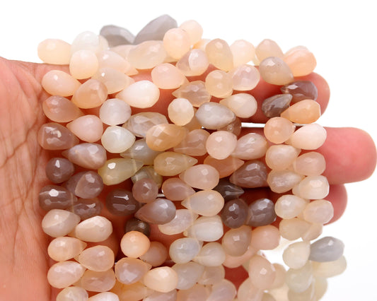 Multi Moonstone Faceted Tear Shape Beads Natural Multi Moonstone Tear Shape Briolettes Beads for Jewelry Necklace Pendant Earrings Making