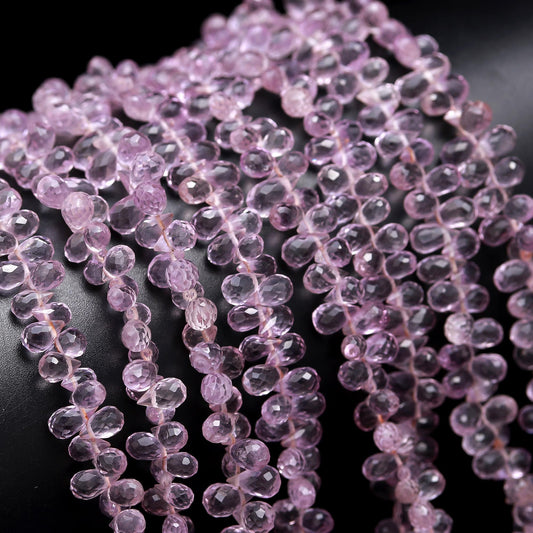 Pink Amethyst Faceted Teardrop Beads Excellent Quality Pink Amethyst Teardrop Shape 5x8 MM Briolettes for Jewelry Necklace Earrings Making