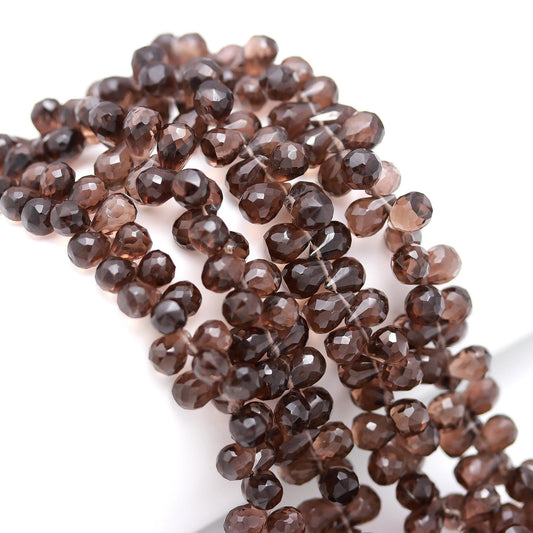 Smokey Quartz Faceted Teardrop Beads Natural Smokey Tear Shape Faceted 6x9 MM  Briolettes for Handmade Jewelry Necklace Pendant Earrings
