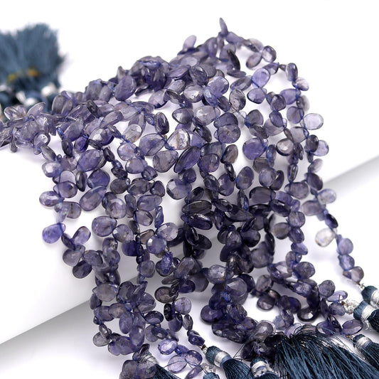 Natural Iolite Faceted Pear Shape Beads Iolite Pear Shape Beads Faceted Beads Iolite Briolettes Beads for Designer Jewelry Making and Craft