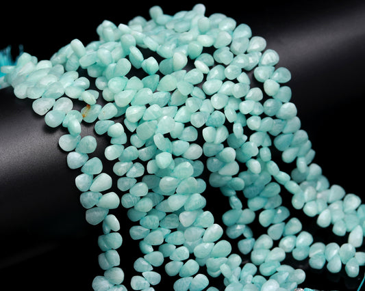 AAA Amazonite Faceted Pear Shape Beads, Natural Amazonite Briolettes Beads, 5x7- 6x9 MM Pear Shape Amazonite Beads for Jewelry Making