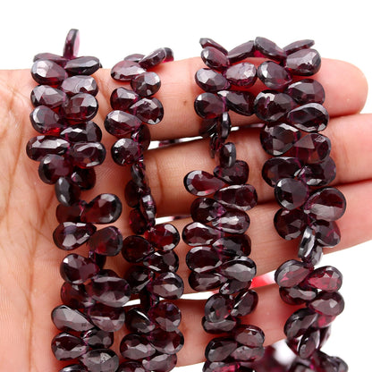 Hyderabad Garnet Faceted Pear Shape Beads Natural Hyderabad Garnet Briolettes Beads Faceted Hyderabad Garnet for Designer Jewelry and Craft