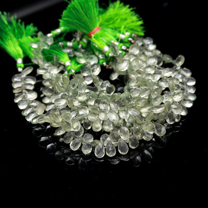 Green Amethyst Faceted Beads Natural Green Amethyst Pear Shape Briolettes for Designer Jewelry Making Necklace Bracelet Pendant and Craft