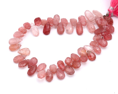 Strawberry Faceted Pear Shape Beads Natural Strawberry Pear Shape Briolettes for Designer Jewelry Making Necklace Bracelet Pendant and Craft