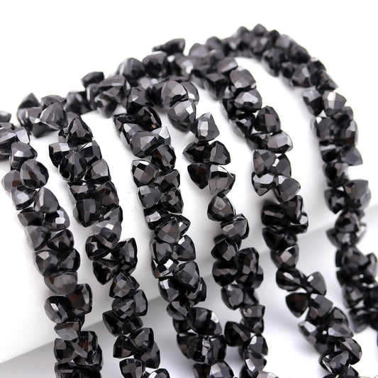 Pyramid Shape Black Spinal Faceted Beads Natural Black Spinal Triangle Shape for Handmade Fancy Jewelry Necklace Pendant Earrings Making