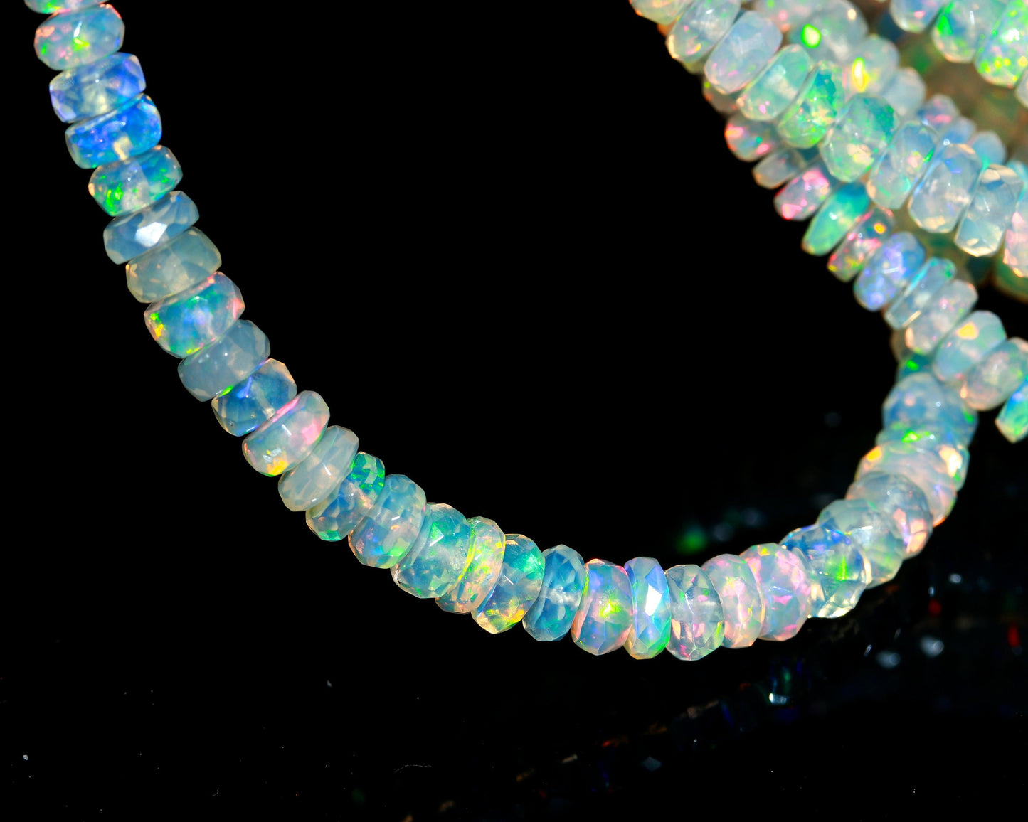 Ethiopian Opal Faceted Rondelle Beads 3-5 MM Natural Flashy Ethiopian Opal Beads Faceted Fire Ethiopian Opal Necklace for Jewelry Craft