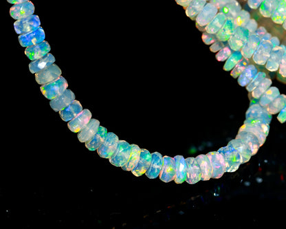 Ethiopian Opal Faceted Rondelle Beads 3-5 MM Natural Flashy Ethiopian Opal Beads Faceted Fire Ethiopian Opal Necklace for Jewelry Craft