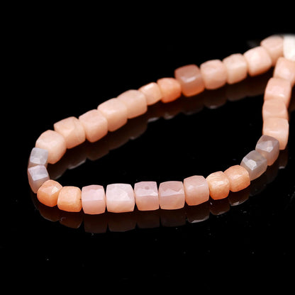 Peach Moonstone Faceted Cube Beads Peach Multi Moonstone Cube Box Beads AAA Natural Faceted Moonstone Cube Shape Beads Moonstone for Jewelry