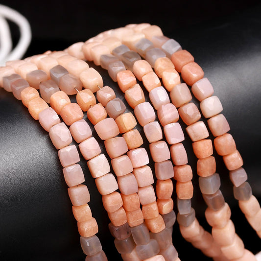 Peach Moonstone Faceted Cube Beads Peach Multi Moonstone Cube Box Beads AAA Natural Faceted Moonstone Cube Shape Beads Moonstone for Jewelry