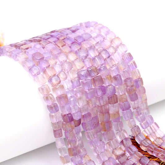 Ametrine Faceted Cube Shape Beads AAA+ Natural Ametrine Cube Beads Purple Gold Ametrine 3D Box Beads 6-7 MM Ametrine Cube Beads for Jewelry