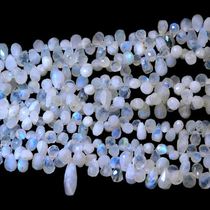 Rainbow Moonstone Faceted Tear Shape Beads Natural Rainbow Moonstone Tear Shape Briolettes Bead for Jewelry Necklace Pendant Earrings Making