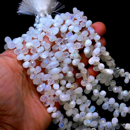 Rainbow Moonstone Faceted Tear Shape Beads Natural Rainbow Moonstone Tear Shape Briolettes Bead for Jewelry Necklace Pendant Earrings Making