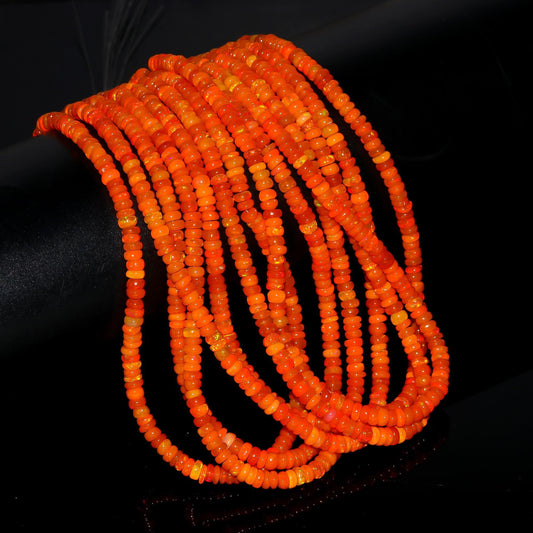Super Quality Fanta Ethiopian Opal Smooth Rondelle Beads, 5 MM Natural Flashy Ethiopian Opal Beads, Fire Orange Ethiopian Opal Rondelle Bead