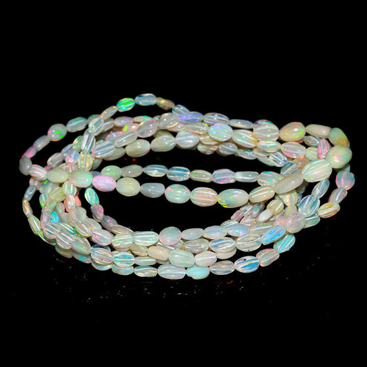 Multi Fire Ethiopian Opal Faceted Oval Shape Beads Natural Flashy Ethiopian Opal Oval Beads AAA 16" Ethiopian Opal for Jewelry Making Craft