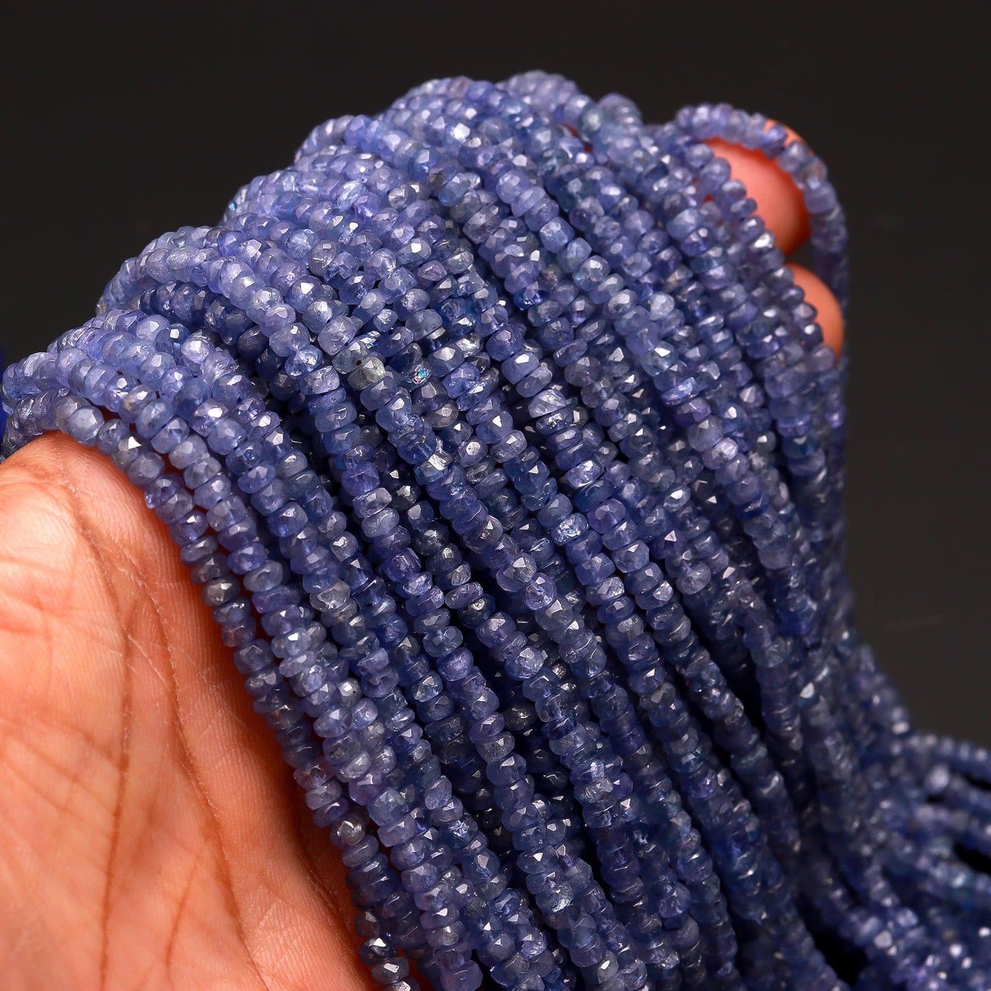Tanzanite Faceted Rondelle Beads 3.5-4 MM Natural Blue Tanzanite Faceted Rondelle Gemstone Beads for Designer Jewelry Necklace Making Craft