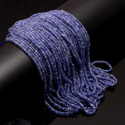 Tanzanite Faceted Rondelle Beads 3.5-4 MM Natural Blue Tanzanite Faceted Rondelle Gemstone Beads for Designer Jewelry Necklace Making Craft