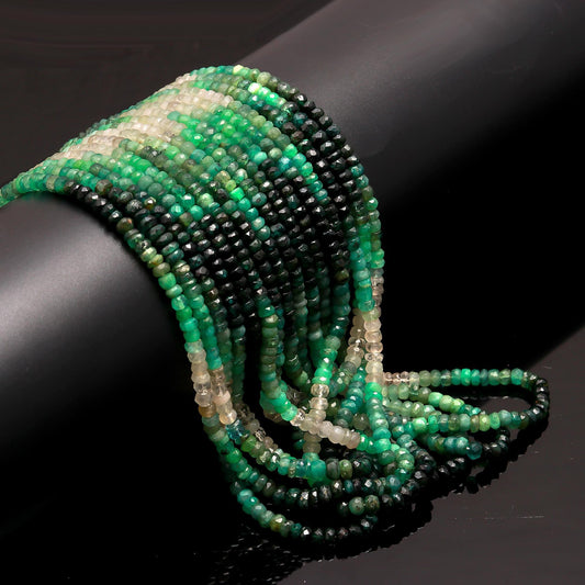 AAA Emerald Shaded Faceted Rondelle Necklace, 4-4.5 MM Natural Emerald Shaded Faceted Gemstone Beads, 16" Emerald Beads Jewelry Necklace