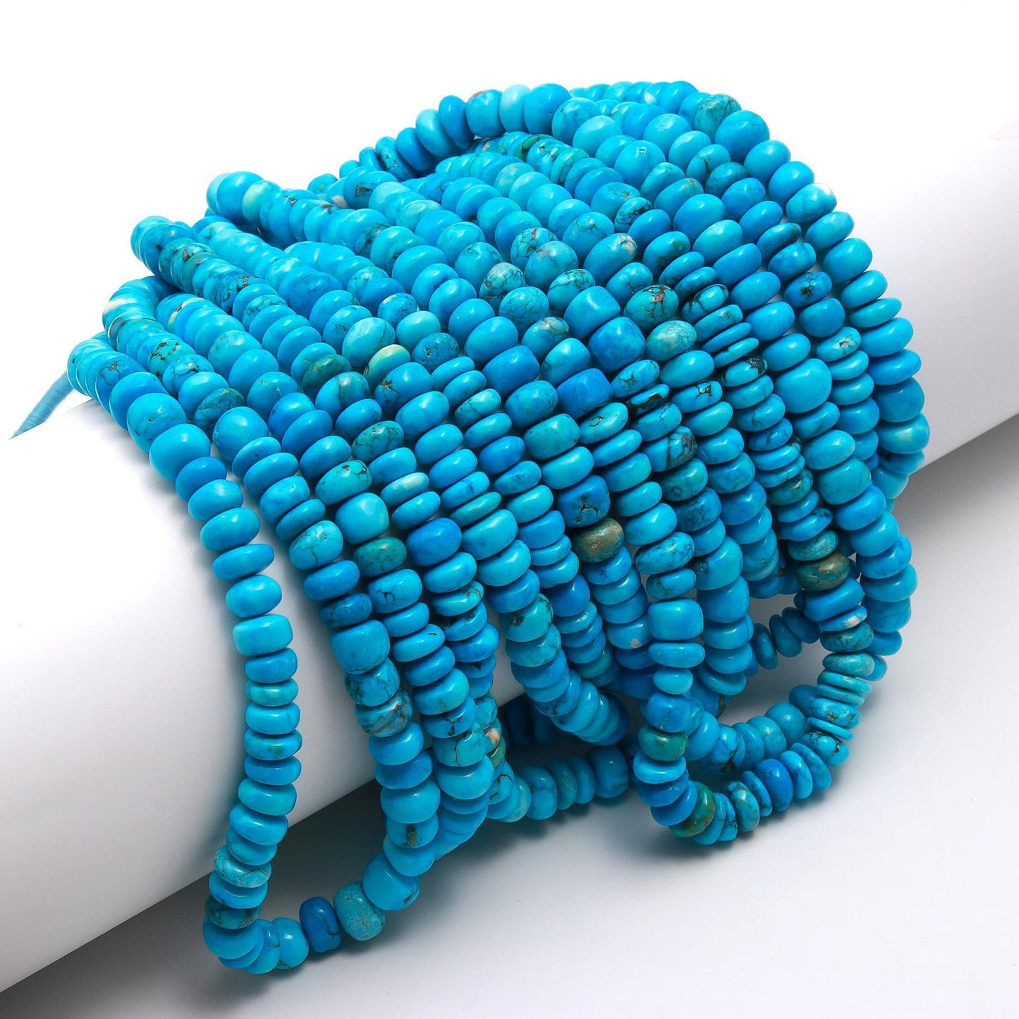 Turquoise Smooth Rondelle Beads Turquoise Smooth Rondelle Beads Howlite Turquoise Bead for Designer Jewelry Necklace & Bracelet Making Craft