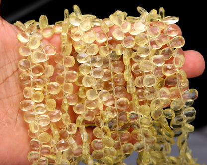 Lemon Quartz Faceted Pear Shape Beads Natural Lemon Pear Shape 6x8 MM Faceted Briolettes for Jewelry Necklace Bracelet Pendant Making Craft