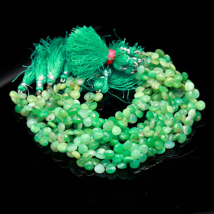 AAA Natural Chrysoprase Faceted Heart Beads, 6-7/7-8/8-9 MM Chrysoprase Faceted Heart Briolettes Natural Gemstone Bead for Jewelry Making