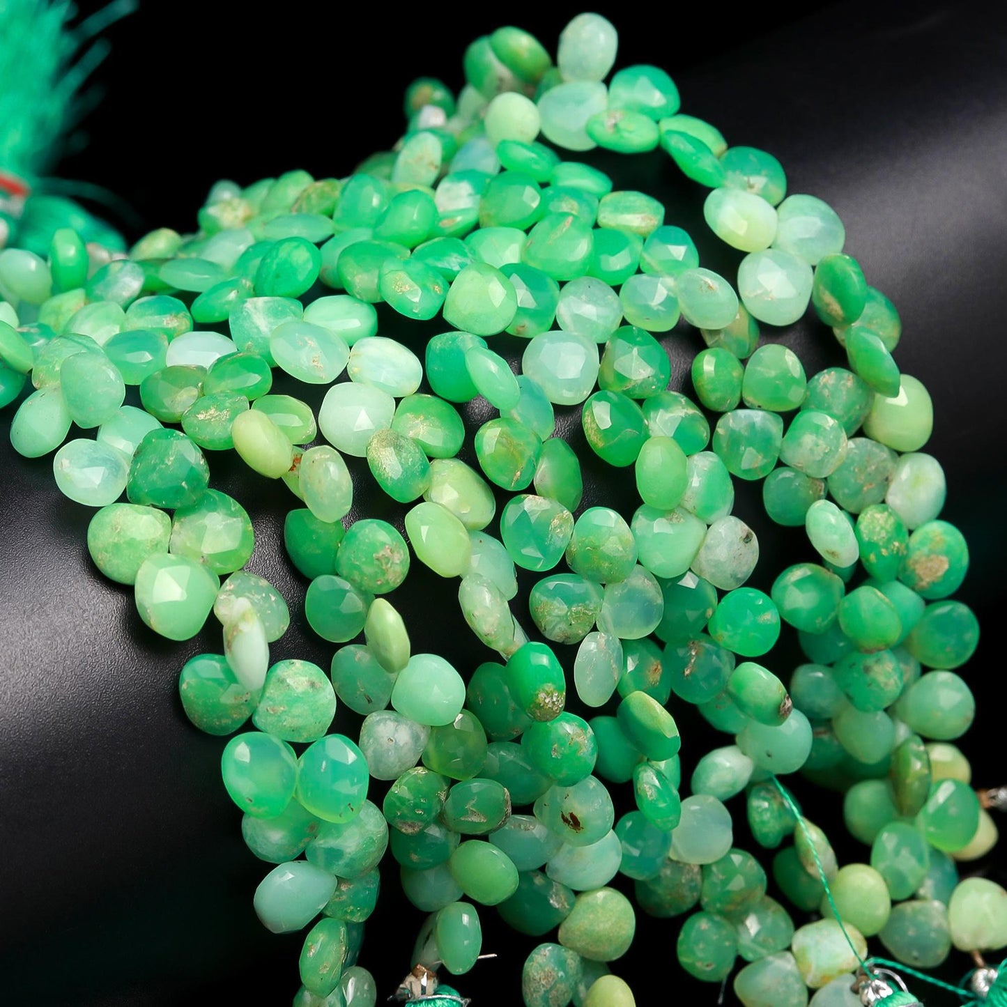 AAA Natural Chrysoprase Faceted Heart Beads, 6-7/7-8/8-9 MM Chrysoprase Faceted Heart Briolettes Natural Gemstone Bead for Jewelry Making