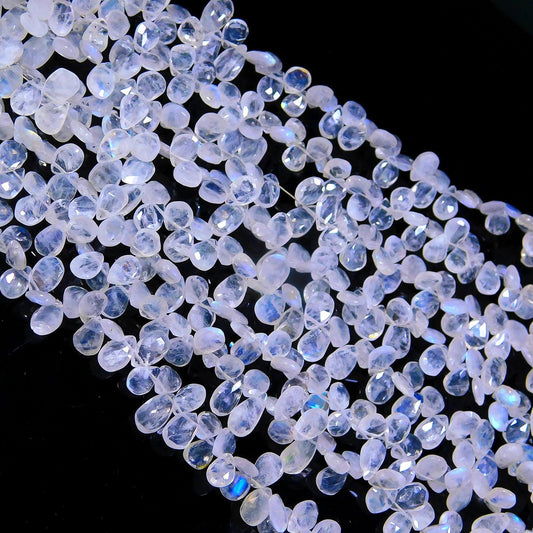 AAA Natural Rainbow Moonstone Faceted Pear Shape Bead, Flashy Rainbow Briolettes for Handmade Jewelry, Rainbow Moonstone Pear Beads