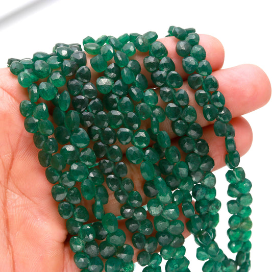 AAA Natural Green Aventurine Heart Faceted Beads, 5-6/6-7/7-8 MM Aventurine Faceted Briolette Heart Bead for Handmade Designer Jewelry Craft