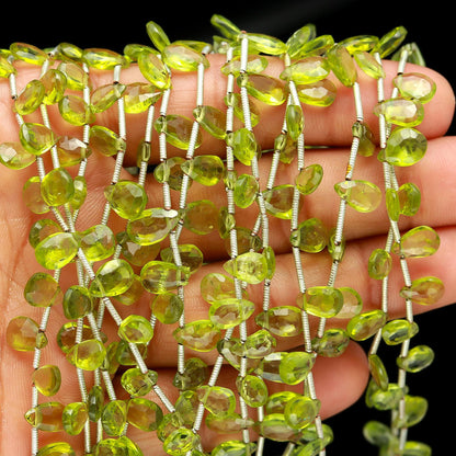 Peridot Pear Shape Beads Natural Deep Green Peridot Faceted 5x8-6x9 MM Briolettes Bead for Handmade Designer Jewelry Necklace Pendant Making