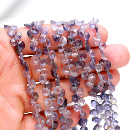 Iolite Faceted Heart Shape Beads Natural Iolite Heart Shape 5 MM Briolettes Bead for Designer Jewelry Necklace Pendant Bracelet Making Craft