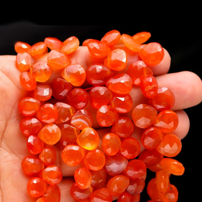 Carnelian Faceted Heart Shape Beads Natural Carnelian/Caroline Heart Shape 5-6 MM Briolettes Faceted Beads for Designer Jewelry Making Craft