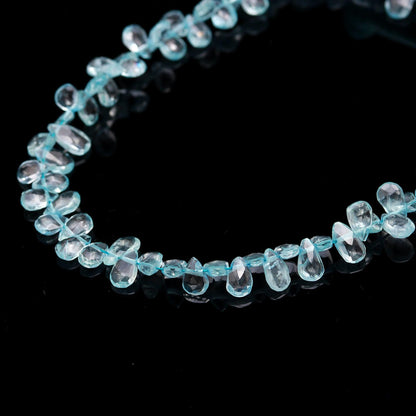 Aquamarine Faceted Briolette Natural Aquamarine Faceted Pear Shape 5x8 MM Beads for Handmade Designer Jewelry Making Craft & Bijoux Supplies